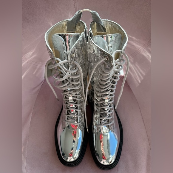 Jimmy Choo Patent Leather Ankle Boots in Silver - Picture 4 of 12